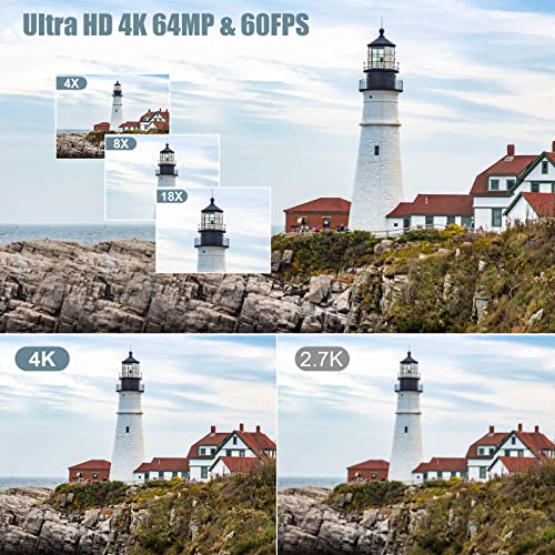 4K Camcorder with Autofocus, 64MP, 60FPS, 18X Zoom