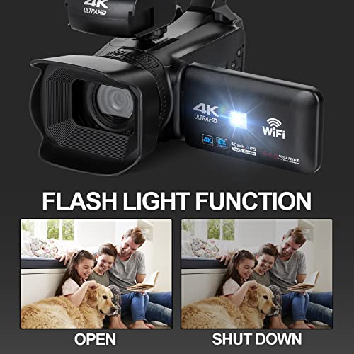 4K Camcorder with Auto Focus and 18X Zoom