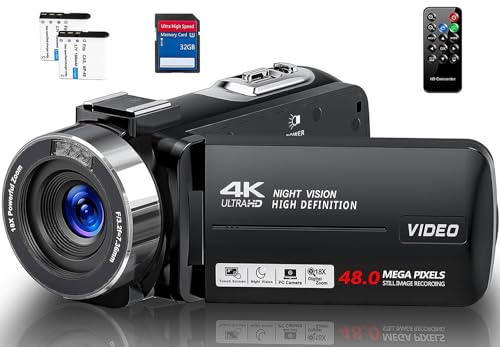 4K 48MP Night Vision Camcorder with 18X Zoom
