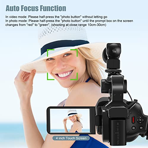 4K Camcorder with Autofocus, 64MP, 60FPS, 18X Zoom