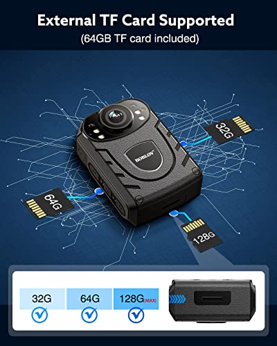 BOBLOV Body Camera - 64GB Memory, 1296P Video