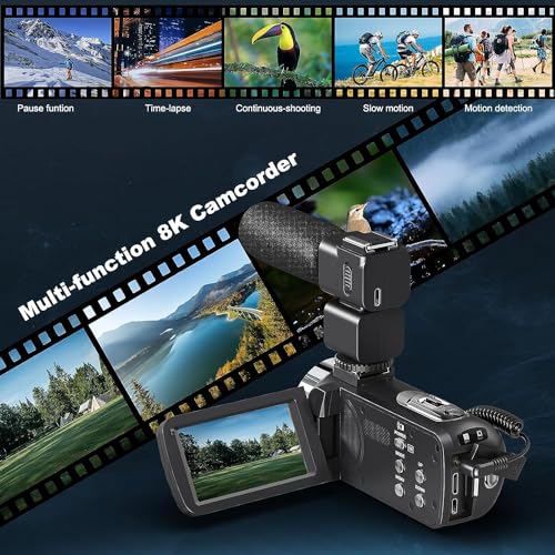 8K 64MP Camcorder with Flip Screen & Accessories