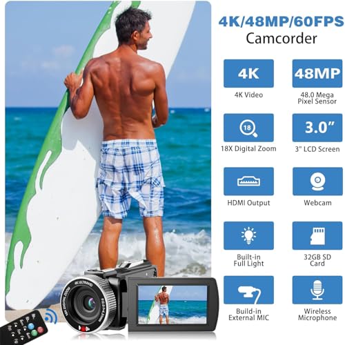 Windancy 4K Camcorder for YouTube Vlogging