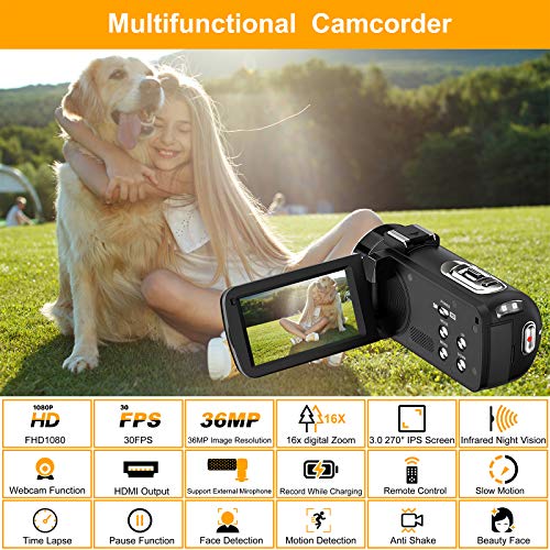 Full HD Video Camera Camcorder with Night Vision