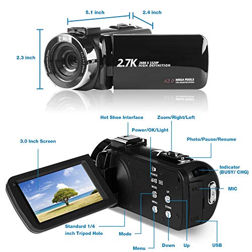 2.7K HD Digital Camcorder: Perfect for Teenagers, Students, Children