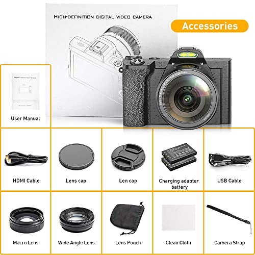4K WiFi Camcorder with Wide Angle Lens, 48MP