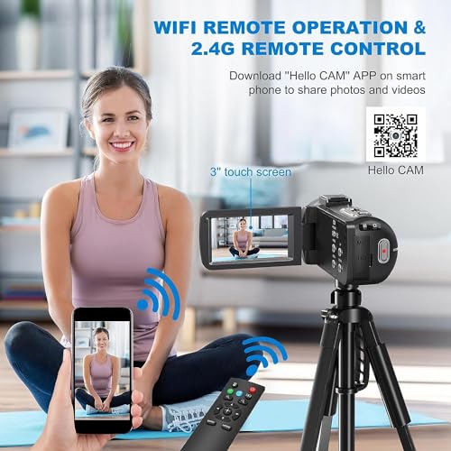 8K 64MP Camcorder with Flip Screen & Accessories