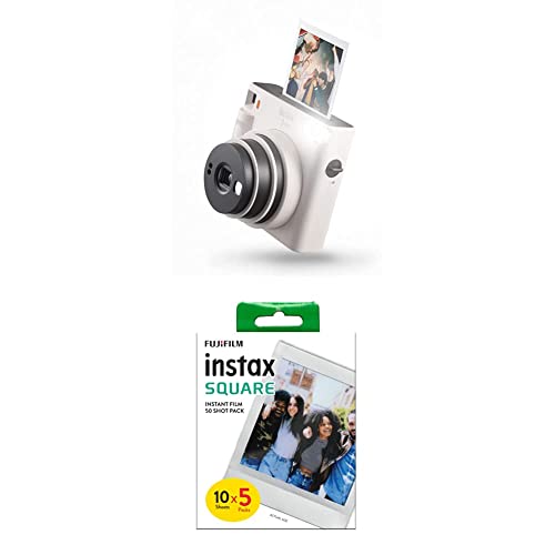 Instax SQ1 Camera & 50 Shot Film Pack: Chalk White