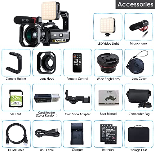 ORDRO 4K Vlogging Camcorder with Accessories