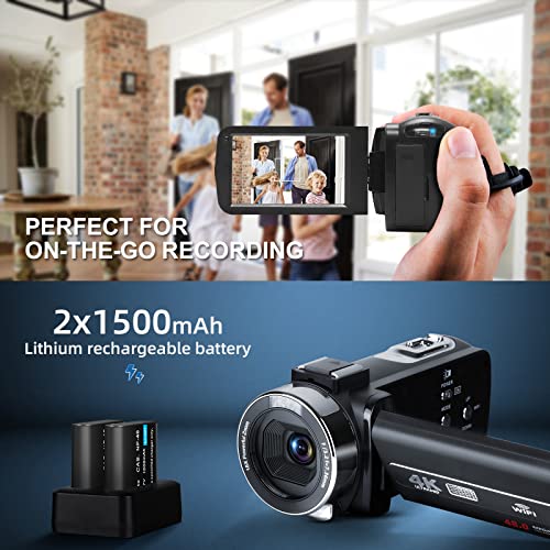 Portable 4K Camcorder with Night Vision & WiFi
