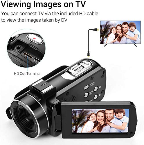 4K HD Handheld Video Camera with Wide Angle Lens, Microphone