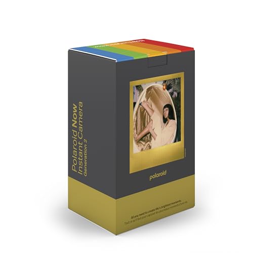 Polaroid Now Black Camera + Golden Moments Film Bundle