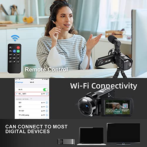 Portable 4K Camcorder with Night Vision & WiFi