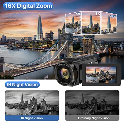 4K Video Camera Camcorder WiFi Night Vision