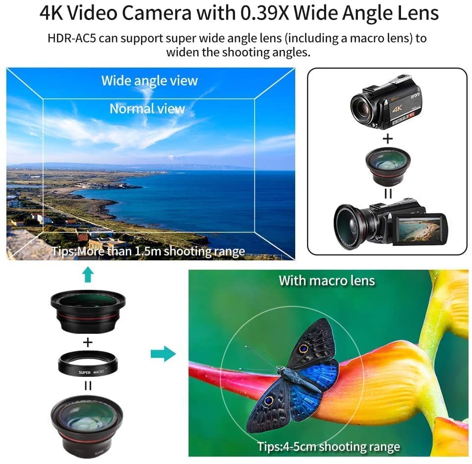 ORDRO 4K Camcorder Ultra 1080P 60FPS Vlog Camera