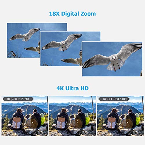 4K HD Handheld Video Camera with Wide Angle Lens, Microphone
