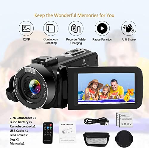 2.7K 42MP Video Camera | 18X Zoom | 3" LCD | Vlogging