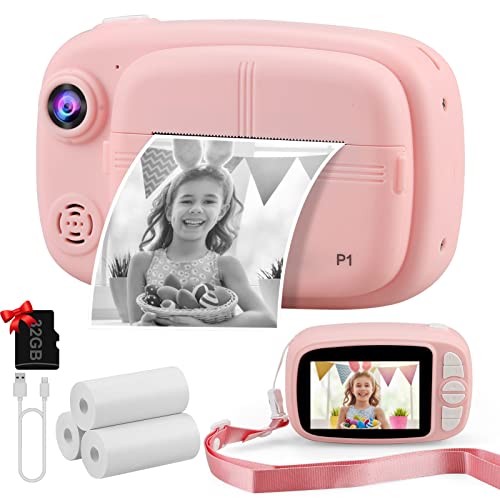 Misilmp Kids Instant Camera - 1080P Video, Pink