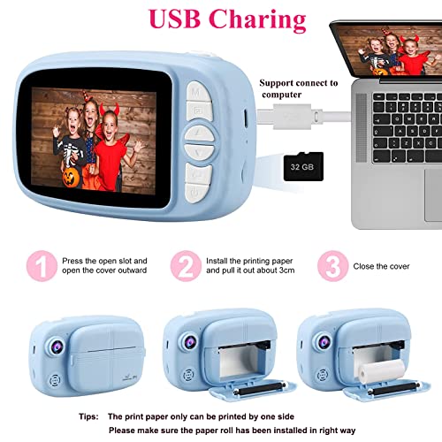 GlobalCrown Kids Instant Camera with Screen and Accessories