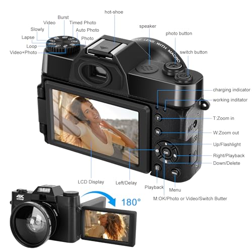 LAMA 4K Autofocus Vlogging Camera, 48MP Compact