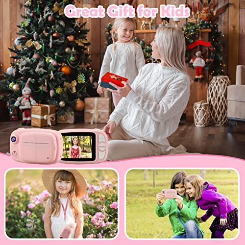 Misilmp Kids Instant Camera - 1080P Video, Pink