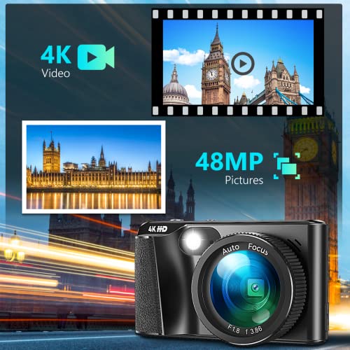 Hojocojo 4K Autofocus Vlogging Camera 48MP FHD