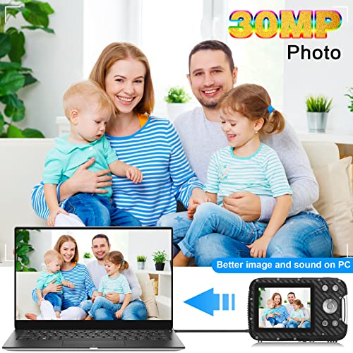 Kids Waterproof Digital Camera - 30MP, 1080P FHD