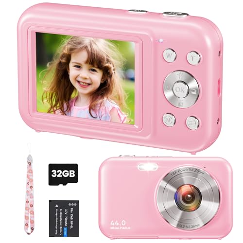 44MP Kids Digital Camera, 1080P FHD, 32GB SD