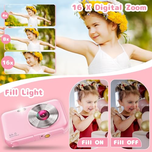 44MP Kids Digital Camera, 1080P FHD, 32GB SD