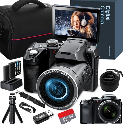 64MP Digital Camera with 4K Video, WiFi, and Flip Screen