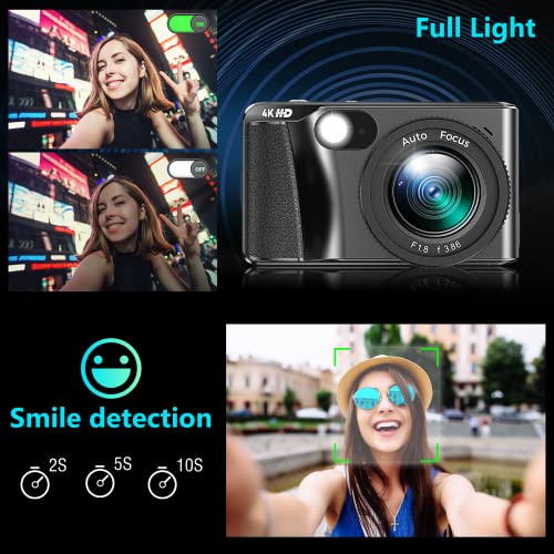 Hojocojo 4K Autofocus Vlogging Camera 48MP FHD