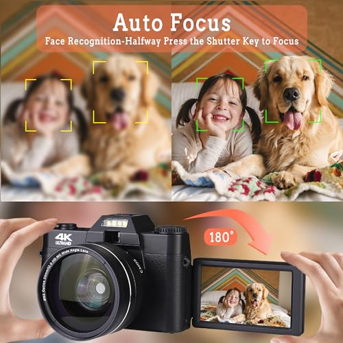 4K Vlogging Camera with 48MP Autofocus - Black