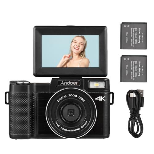 Andoer Compact Autofocus Camera: 16X Zoom, Rotatable Screen