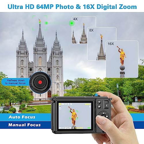 64MP 4K Video Camera with Dual Screens