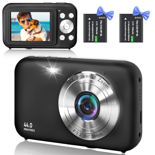 Compact Digital Camera, FHD 1080P, 44MP, 2.5" LCD, 16X Zoom