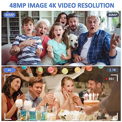 Compact 4K Video Camera with 48MP, 16x Zoom
