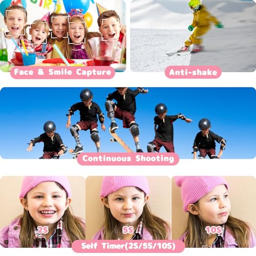44MP Kids Digital Camera, 1080P FHD, 32GB SD