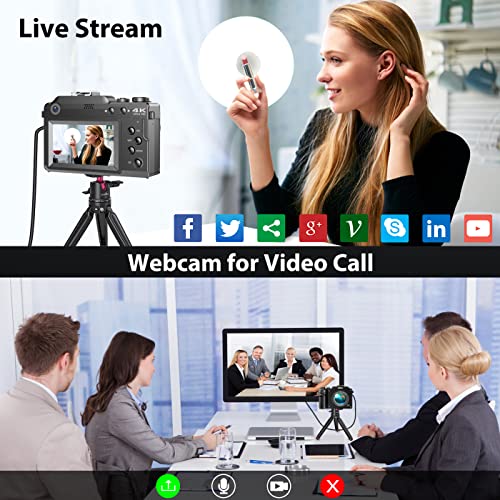 4K 48MP Compact Digital Camera with Dual-lens Selfie