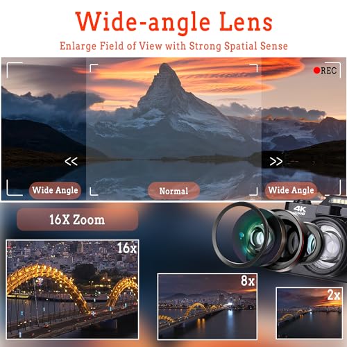 4K Vlogging Camera with 48MP Autofocus - Black