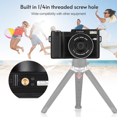 Andoer Compact Autofocus Camera: 16X Zoom, Rotatable Screen