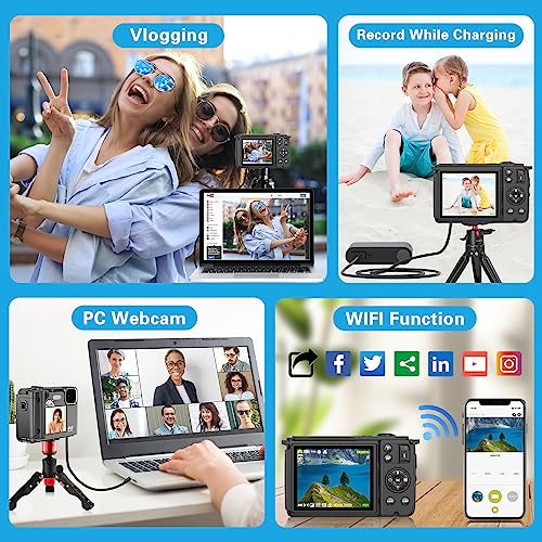64MP 4K Video Camera with Dual Screens