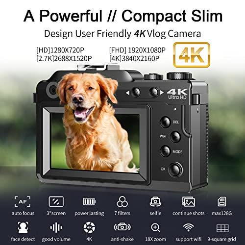 4K Digital Camera with Autofocus & Wide Angle