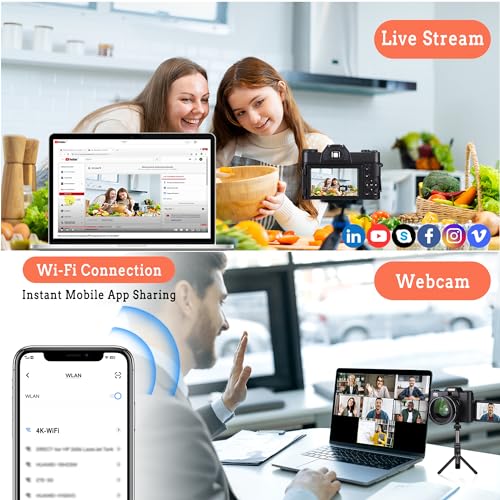 4K Vlogging Camera with 48MP Autofocus - Black