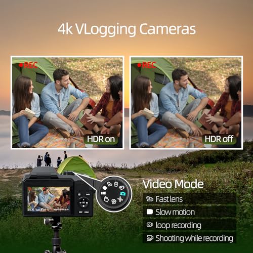 64MP Digital Camera with 4K Video, WiFi, and Flip Screen