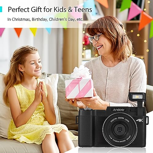 Andoer Compact Autofocus Camera: 16X Zoom, Rotatable Screen