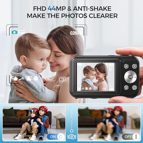 Compact Digital Camera with FHD 1080P, 44MP