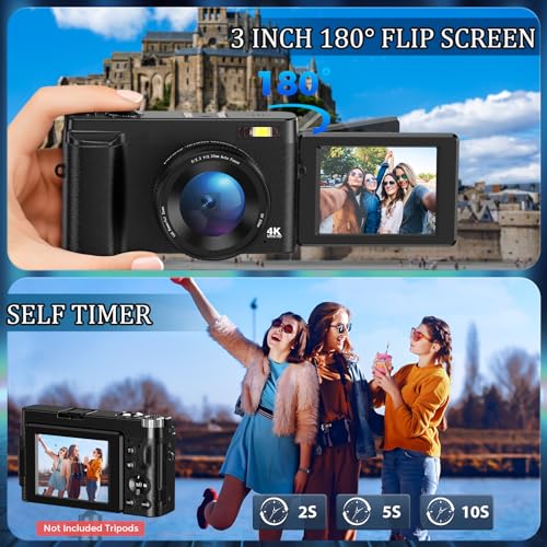 Digital Camera with 4K UHD, Autofocus & 32G