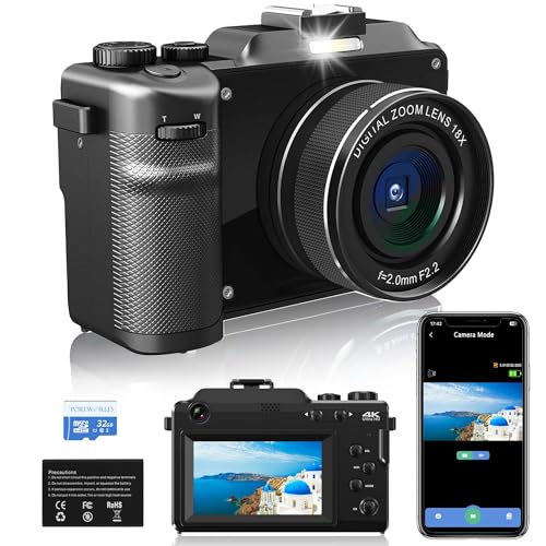 Dual-lens 4K Camera: 48MP Zoom Vlogging, 32GB SD