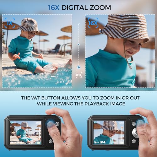 Compact Digital Camera with FHD 1080P, 44MP