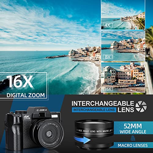 G-Anica 4K Cameras: Vlogging, WiFi, Wide-Angle & Macro